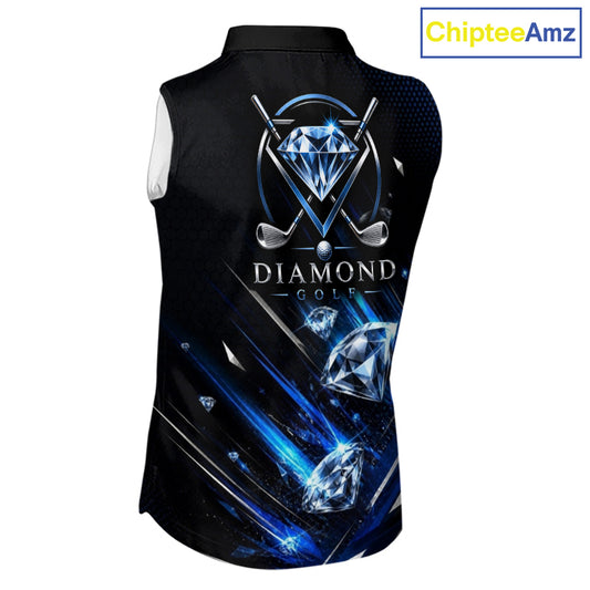 Funny Sleeveless Womens Diamond Golf Polo Shirt – Performance Golf Shirt, Golf Top NHT878