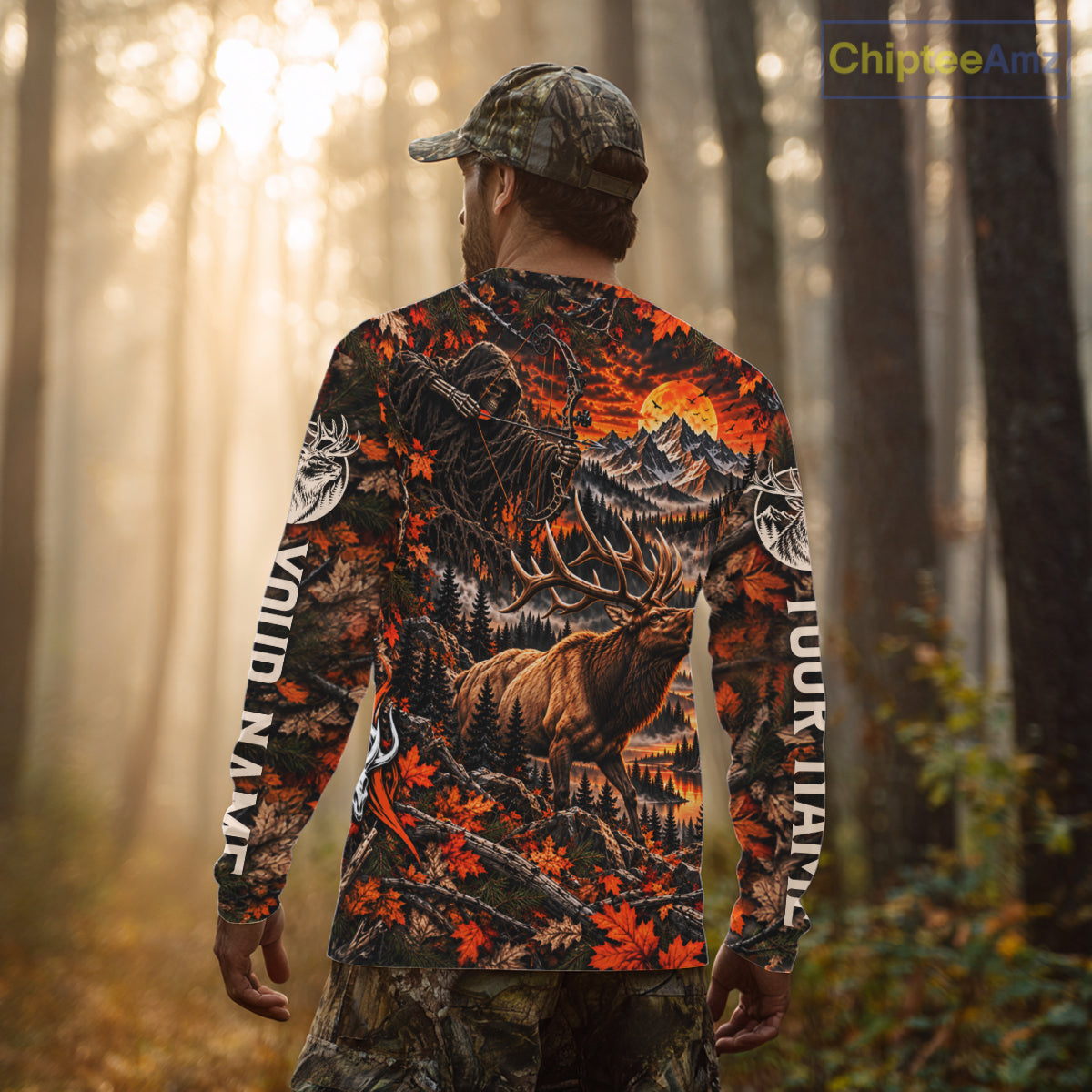 Elk Grim Reaper Hunting Long Sleeve Shirt Custom Autumn Mountain Performance Jersey NHT1686