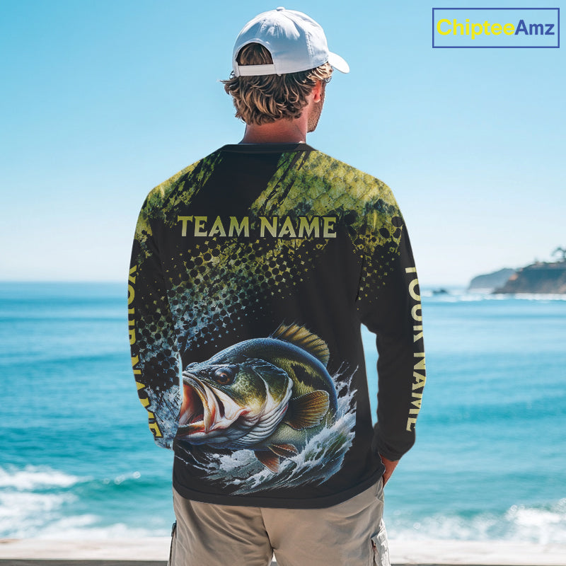 Bass Fishing Shirts Long Sleeve Sport Style Personalized Name, Team Name NHT401
