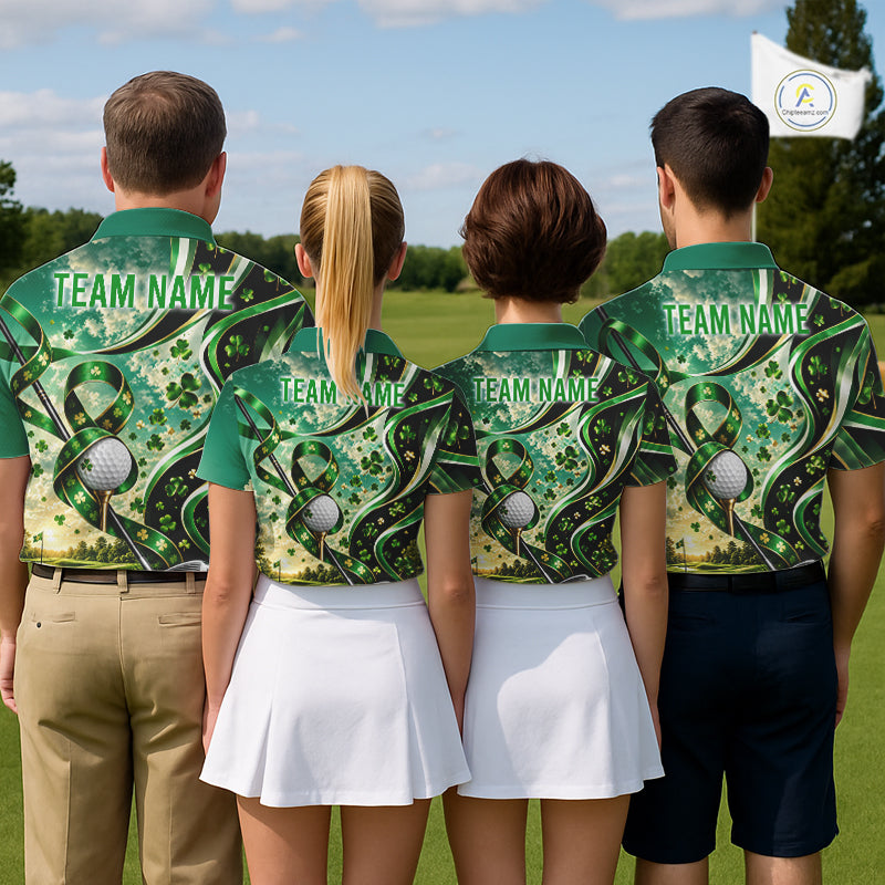 St Patricks Day Women Golf Polo Shirt Custom Shamrock Lucky Clover Team Tournament Jersey NHT1699