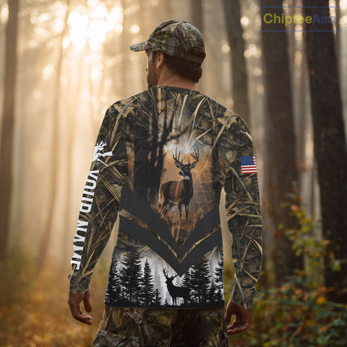 Deer Hunting Shirt US Flag 3D All Over Print, Custom Name Personalized Gift NHT298