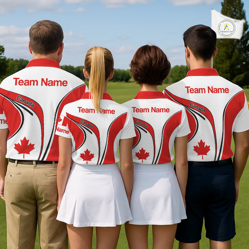 Personalized White And Red Canada Flag Womens Golf Polo Shirt, Patriotic Gifts For Golf Lover NHT735