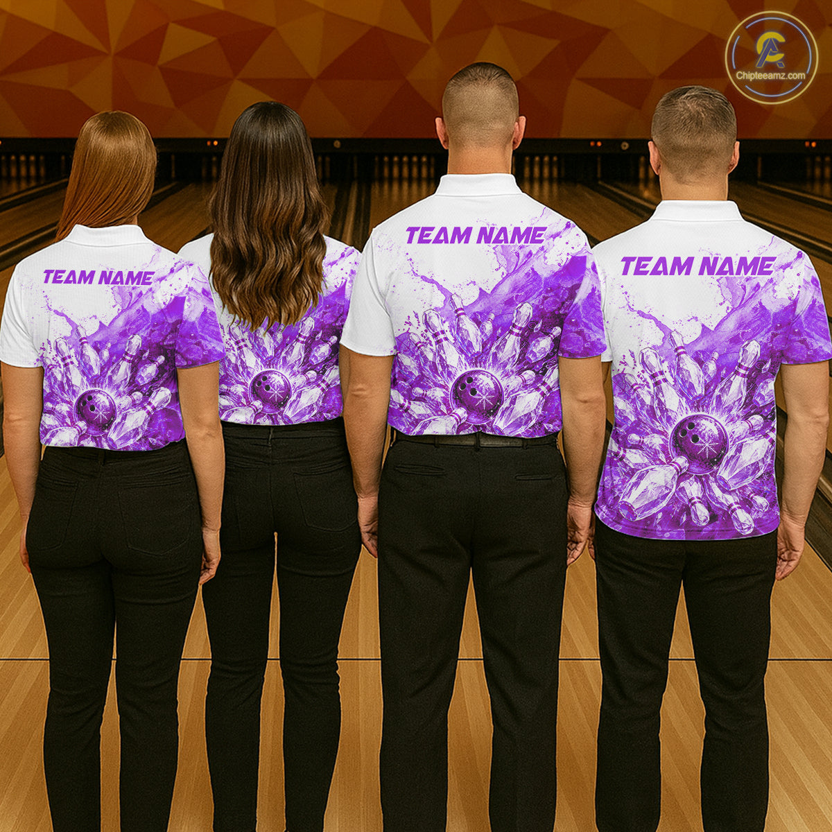 Ice Bowling Polo Shirt Personalized Mens Bowling Shirt Custom Name Team Bowling Outfit|Purple NHT1393