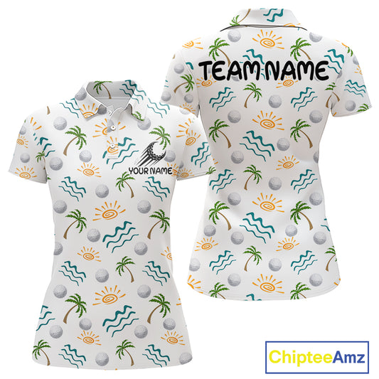 Personalized Tropical Palm Trees Womens Golf Polo Shirts Summers Team Golf Clothes NHT778