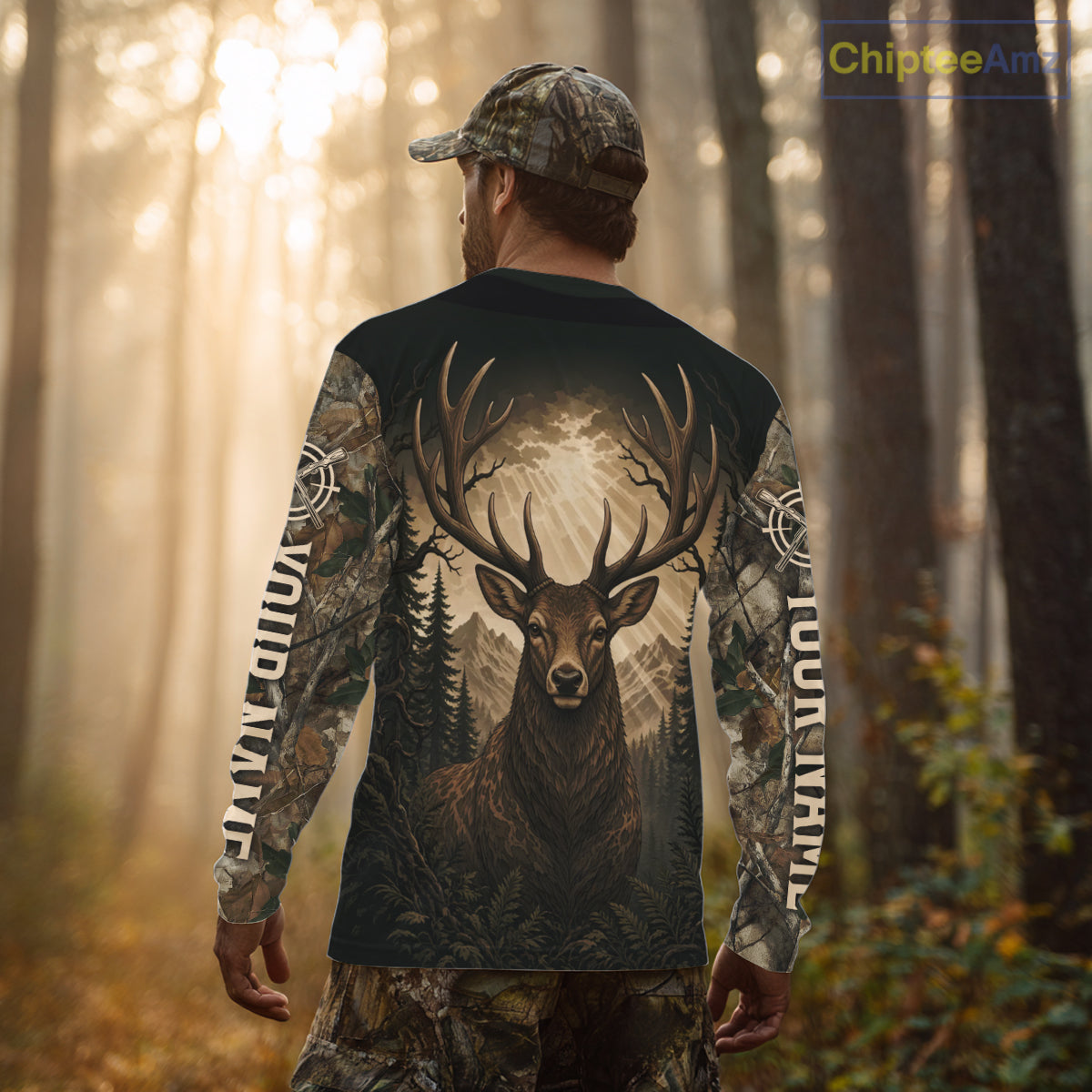 Best Men's 3D Whitetail Deer Hunting Shirt Forest Camo Buck Apparel Gift For Hunter NHT1585