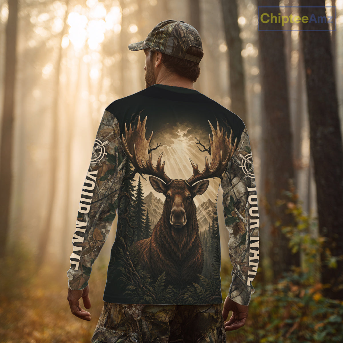 Best Men's 3D Moose Hunting Shirt Forest Camouflage Apparel Gift For Hunter NHT1587