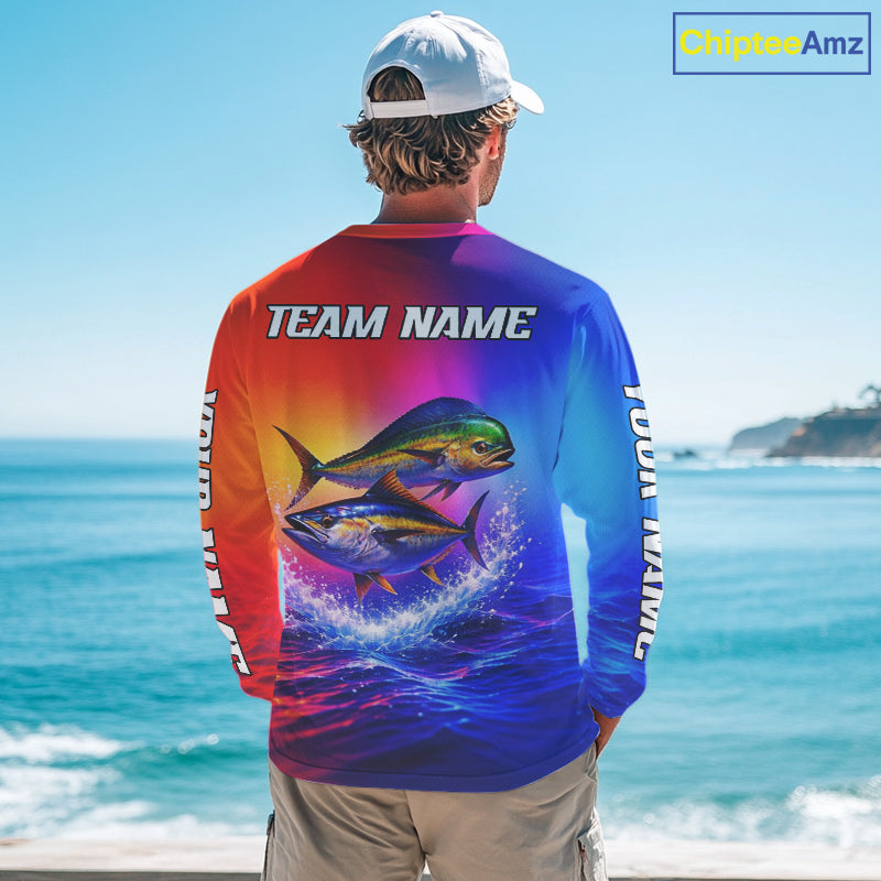 Personalized Mahi Mahi, Tuna Neon Performance Fishing Shirt, Offshore Tournament Shirts NHT599