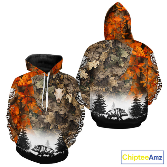Boar Hunting Orange Camo Forest Custom Name 3D All Over Print Shirts Personalized NHT1430