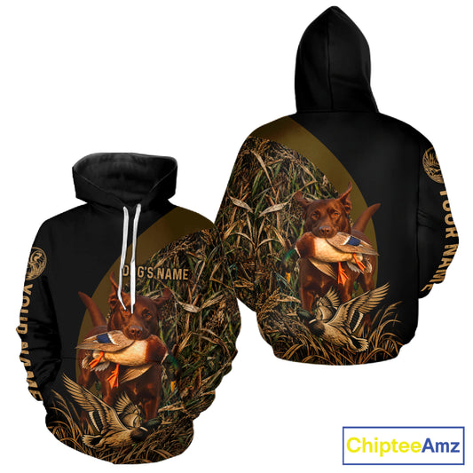 Duck Hunting With Dogs Shirt, Chocolate Lab Duck Hunting Jersey, Waterfowl Hunting Gift NHT1782