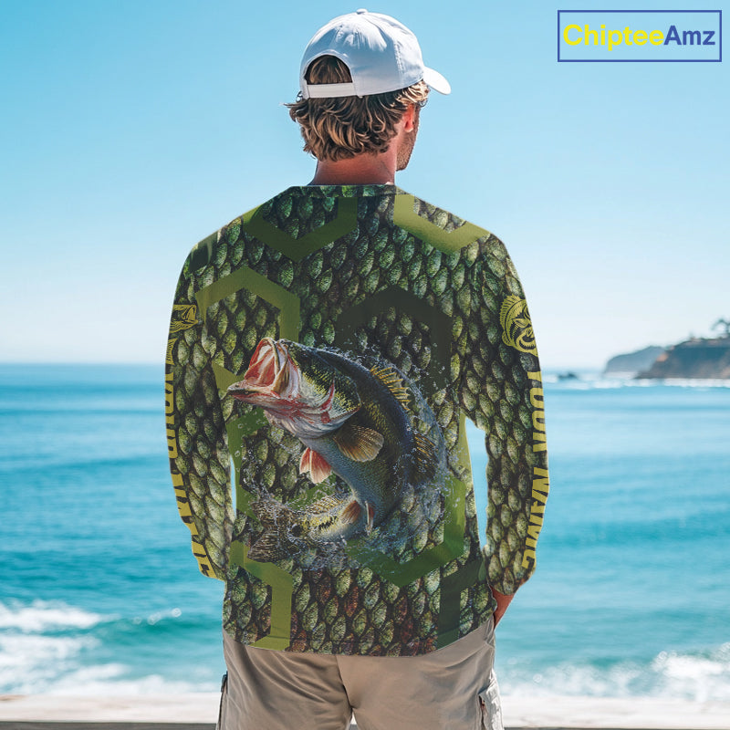 Custom Largemouth Bass Fishing Shirts Long Sleeve, Largemouth Bass Fishing Jerseys NHT378