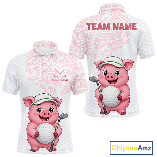 Personalized Pig Men Golf Shirt, Funny Golf Team Polo, Custom Name & Team Name NHT1612
