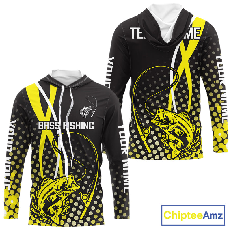 Personalized Bass Fishing Jersey,Bass Fishing Long Sleeve Fishing Tournament Shirts NHT380