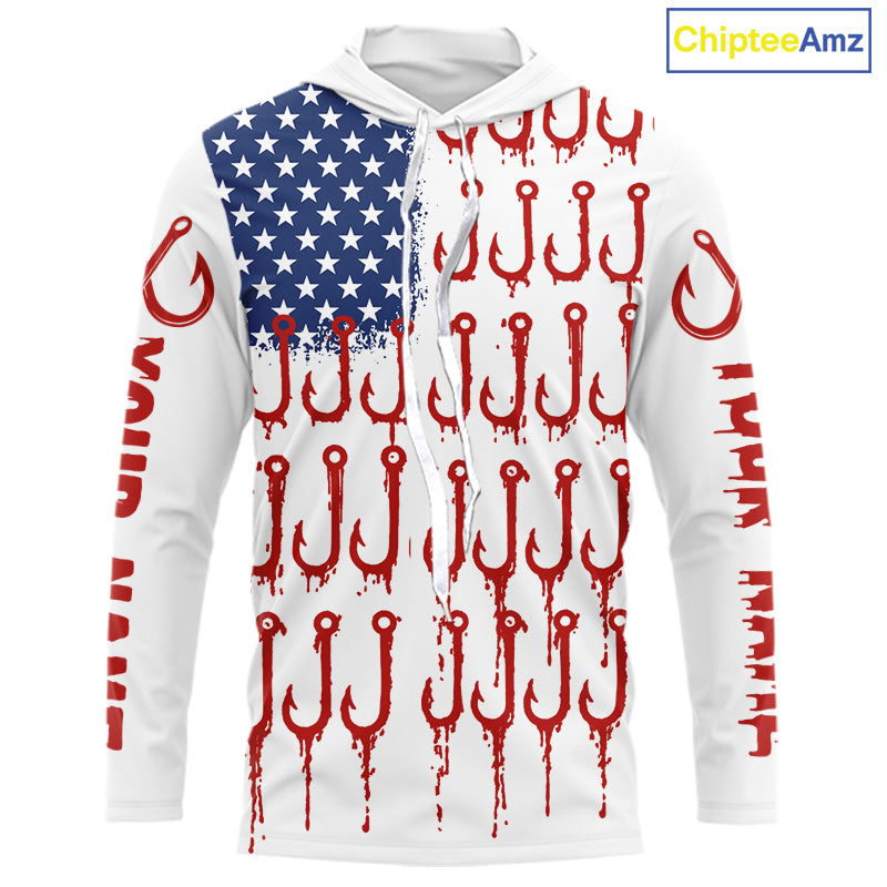 American Flag & Hook UV Protection Fishing Shirt – Fishing Jersey For Anglers NHT390