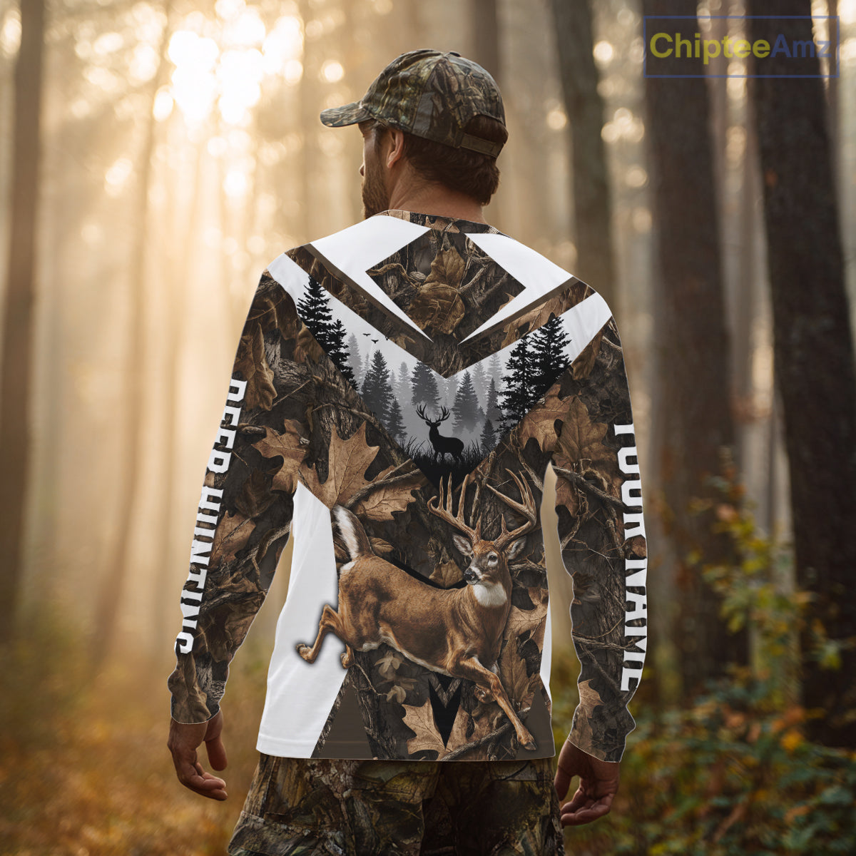 Whitetail Deer Hunting Custom Name Camo Shirt, Deer Hunting Shirt NHT332