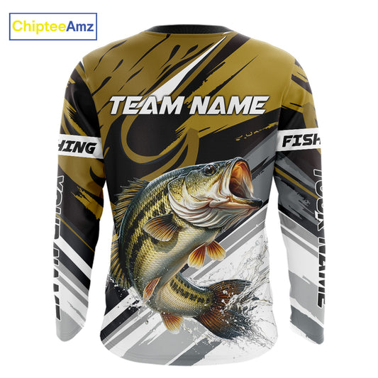 Personalized Bass Fishing Shirts Long Sleeve For Men, Bass Fishing Shirt Sport Jerseys NHT511