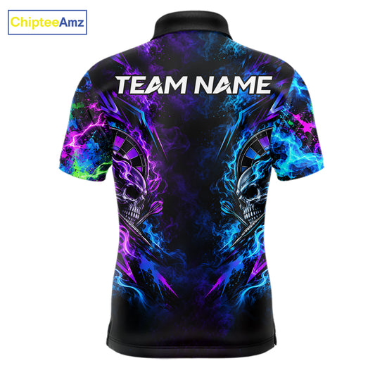 Crazy Tongue Skull Darts Pattern Polo 1/4-Zip Shirt For Men Personalized Team Performance Jersey NHT1666