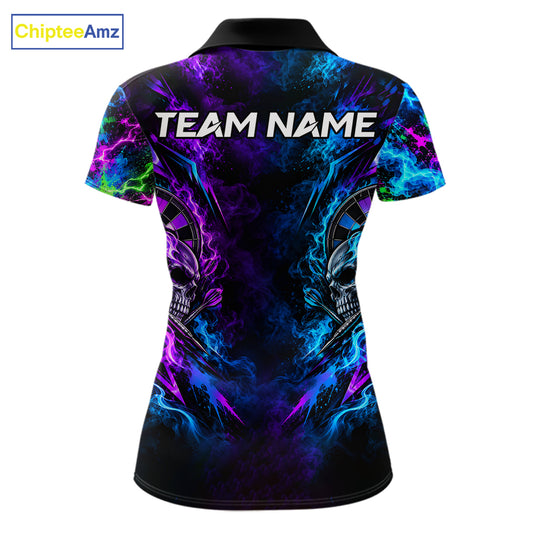 Crazy Tongue Skull Darts Pattern Polo 1/4-Zip Shirt For Women Personalized Team Performance Jersey NHT1666