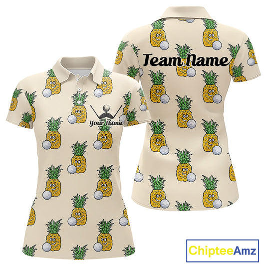 Personalized Funny Pineapple Pattern Womens Golf Polo Shirts Best Golf Gifts For Family Team NHT779