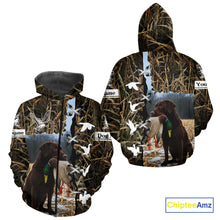 Load image into Gallery viewer, Brown Camo Duck Hunting With Chocolate Lab Dog 3D All Over Printed Shirts, Dog Hunting Clothes NHT143