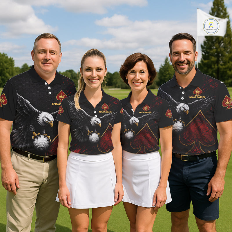 Eagle Golf Polo Shirt Personalized Mens Golf Shirt Custom Name Team Golf Outfit Spade Design NHT1400