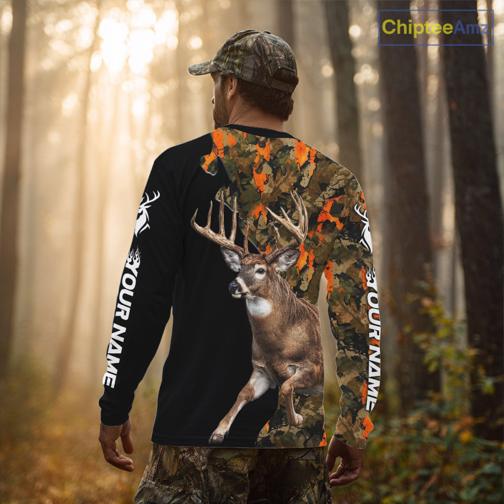Whitetail Deer Hunting Shirt For Men Custom Blaze Orange Camo Outdoor Sports Apparel NHT1747