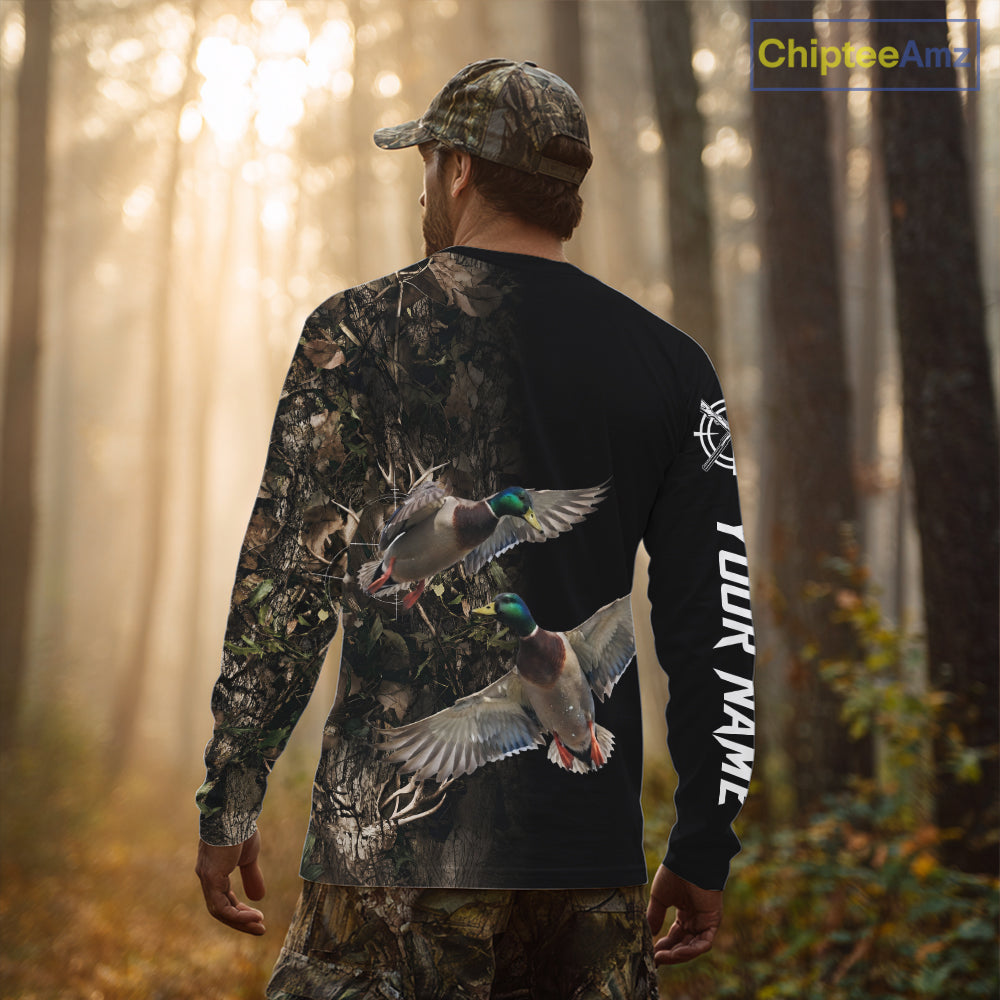 Mallard Duck Hunting Camouflage Brown Black Custom Name, Duck Hunting Gift NHT1591