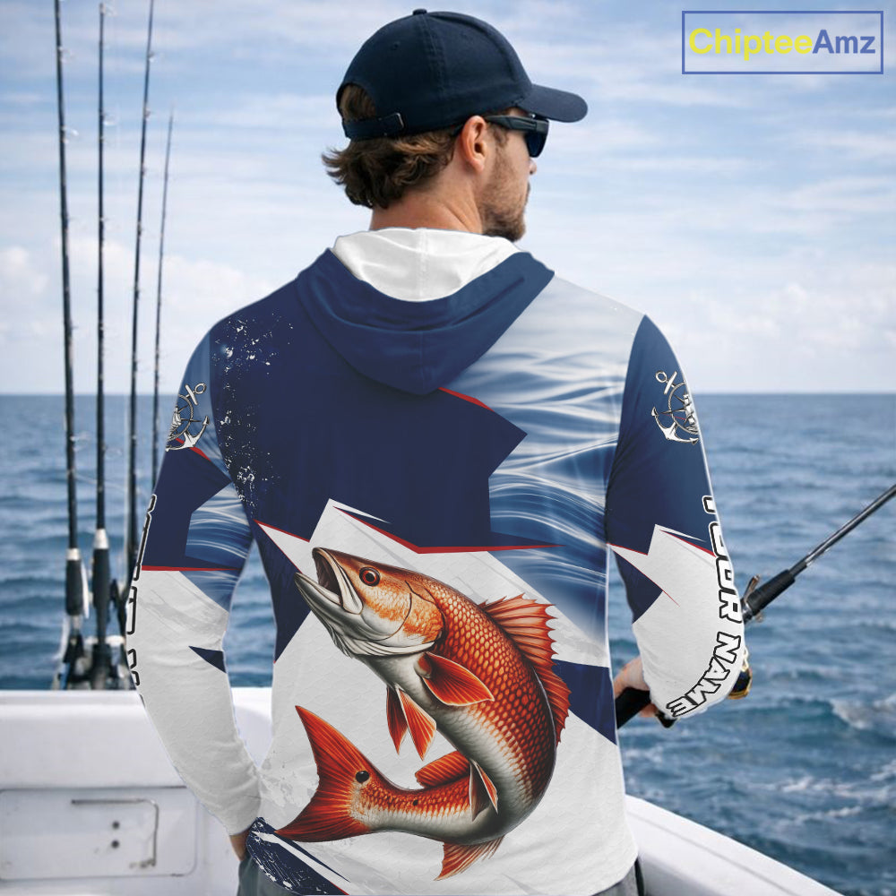 Offshore Sport Fishing Redfish Monster, Long Sleeve Hooded Redfish Fishing Jersey For Men NHT1467