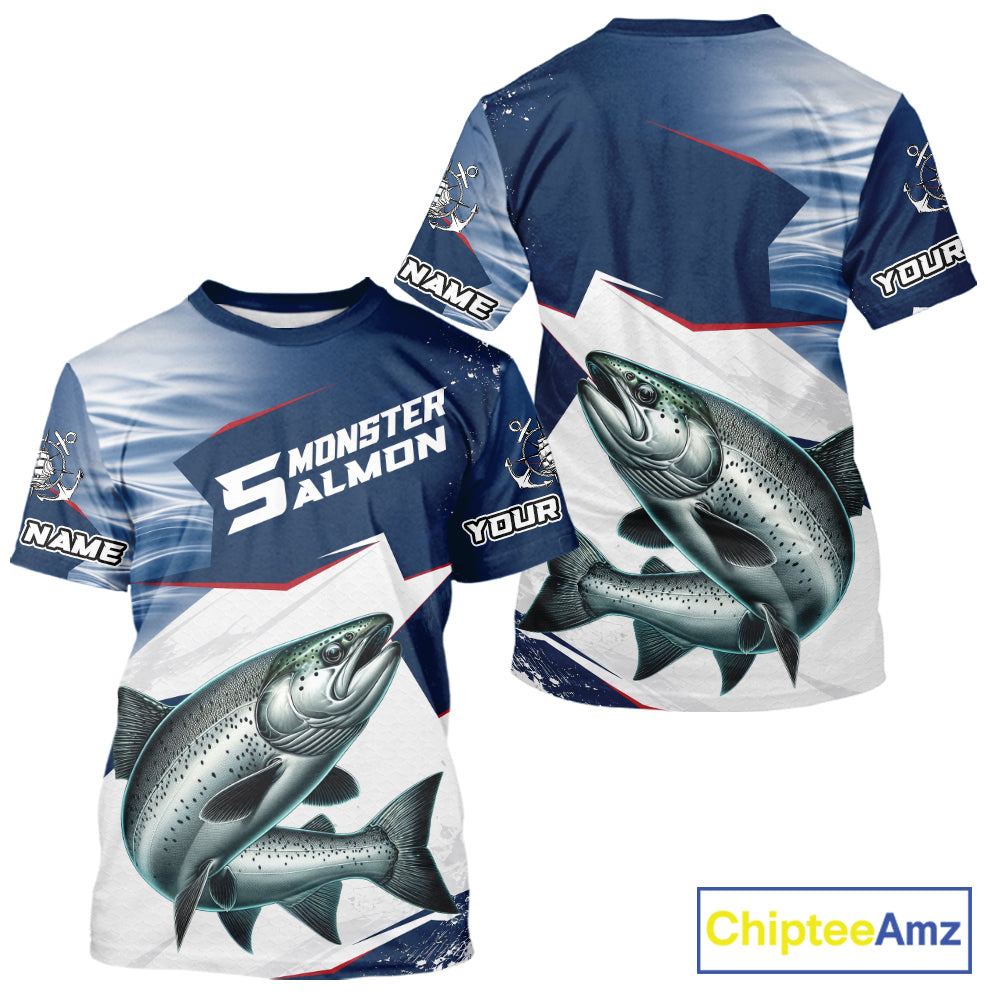 Offshore Sport Fishing Chinook Salmon Monster, Short Sleeve Salmon Fishing Jersey For Men NHT1469