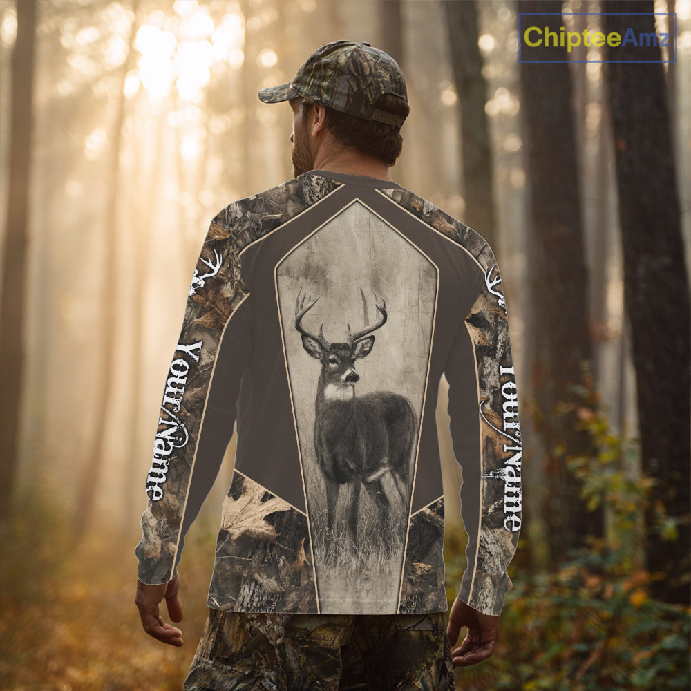 Whitetail Deer Hunting Season Shirt 3D Buck Design Custom Hunting Gift, Deer Hunting Shirt NHT331