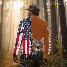 Load image into Gallery viewer, Personalized Orange Deer Hunting 3D Shirt with American Flag Design, Perfect Gift for Hunters NHT280