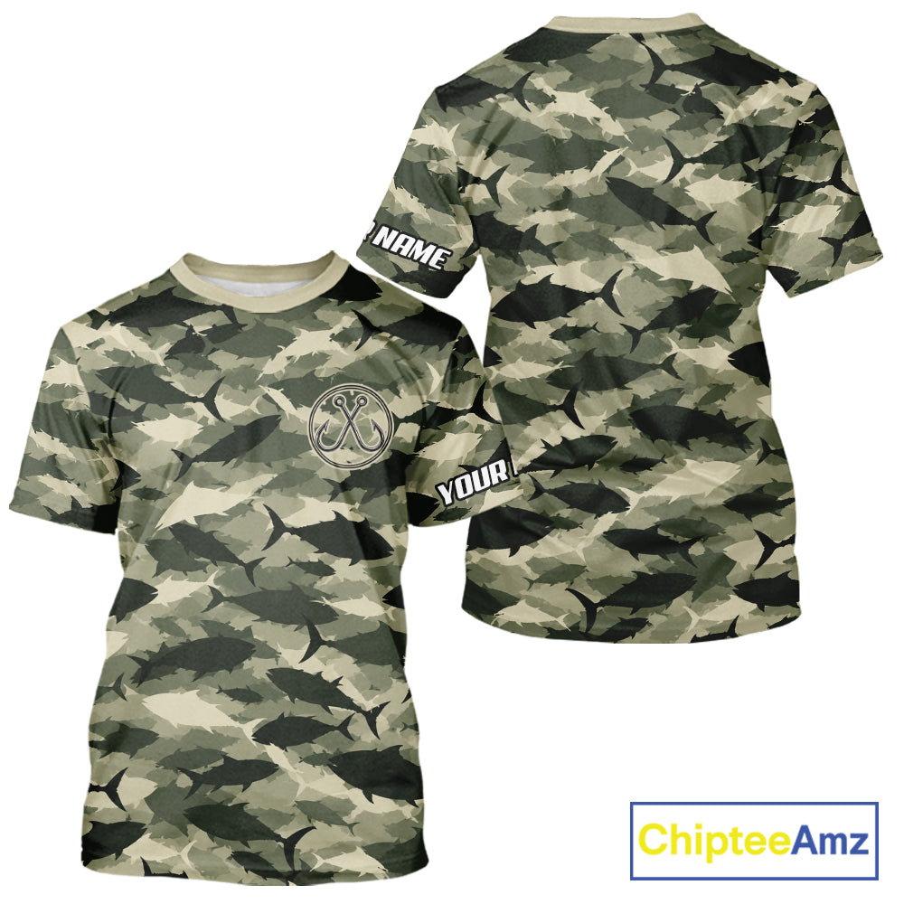 Camo Tuna Fishing Shirt Short Sleeve custom Your Name