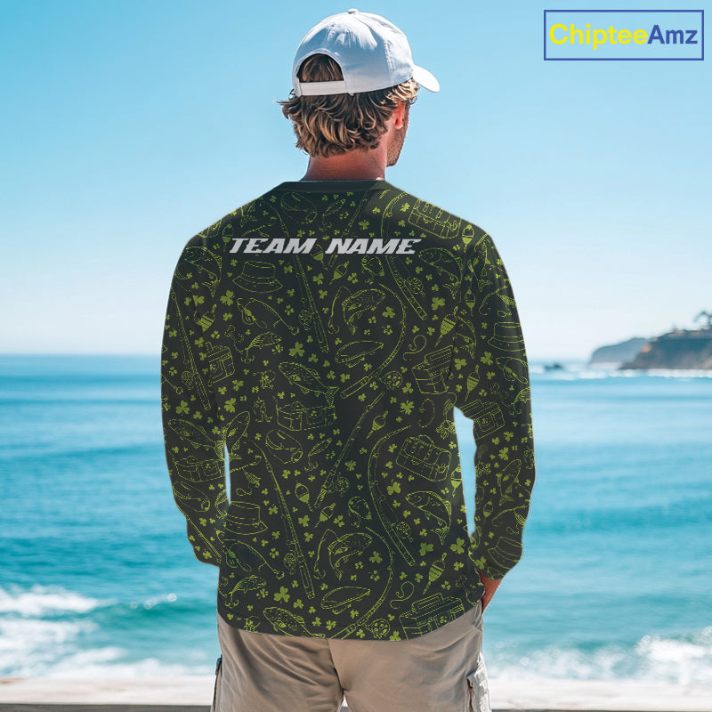 Fishing Shirt Long Sleeve, Patrick Day Fishing Jersey Personalized Name, Team Name NHT426