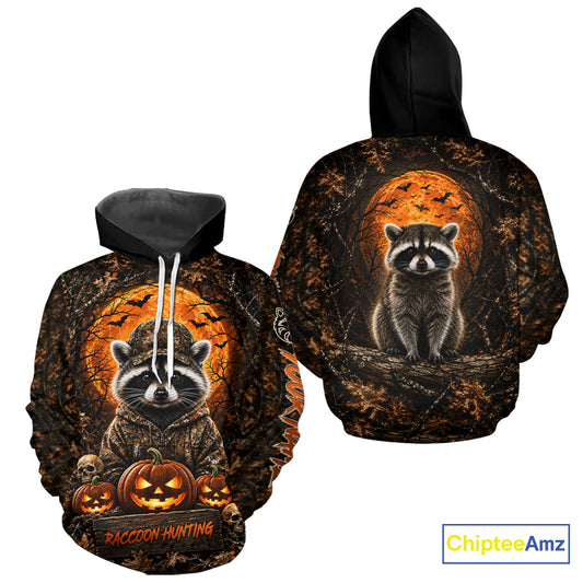 Personalized Raccoon Hunter Apparel, Halloween Camo Hunting Shirt, Custom Name Raccoon For Men NHT1427