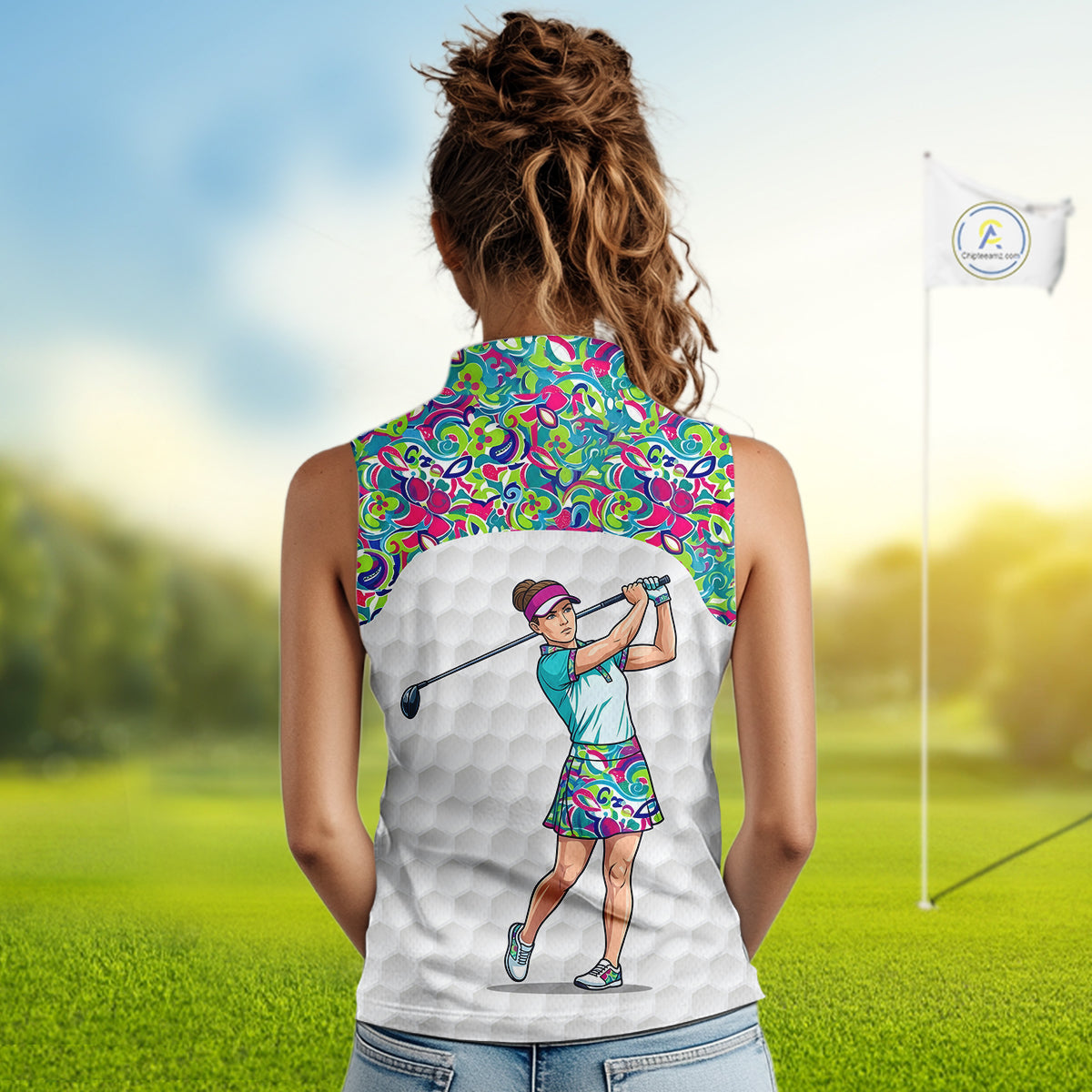 Personalized Golf Polo Shirt Custom Name Golf Shirt Funny Golfer Gift Womens Sleeveless Golf Jersey Colorful Golf Outfit NHT686