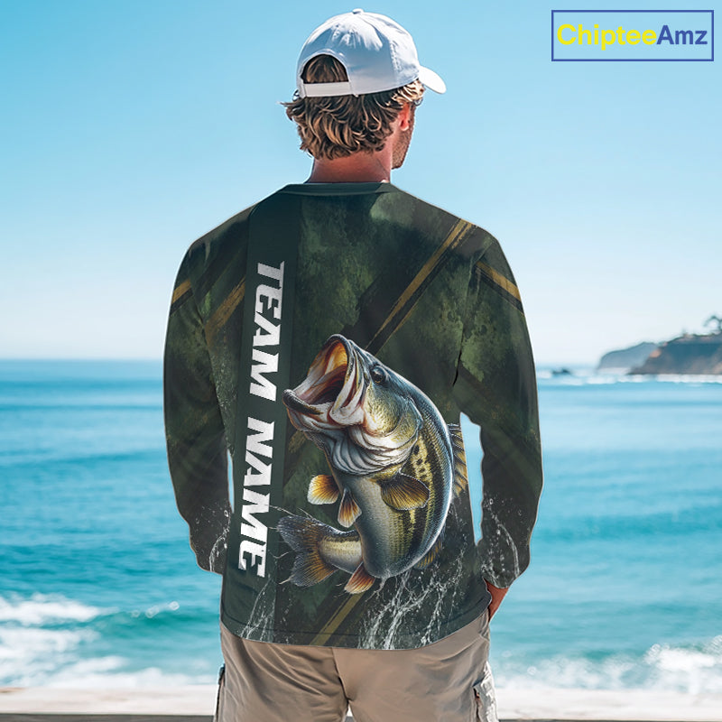 Personalized Bass Fishing Jersey – Green Angler Shirt Custom Name, Fishing Gift For Men NHT874