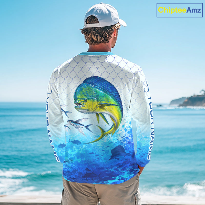 Custom Mahi Mahi Fishing Shirt Long Sleeve, Personalized Dorado Fishing Jersey For Men NHT1499