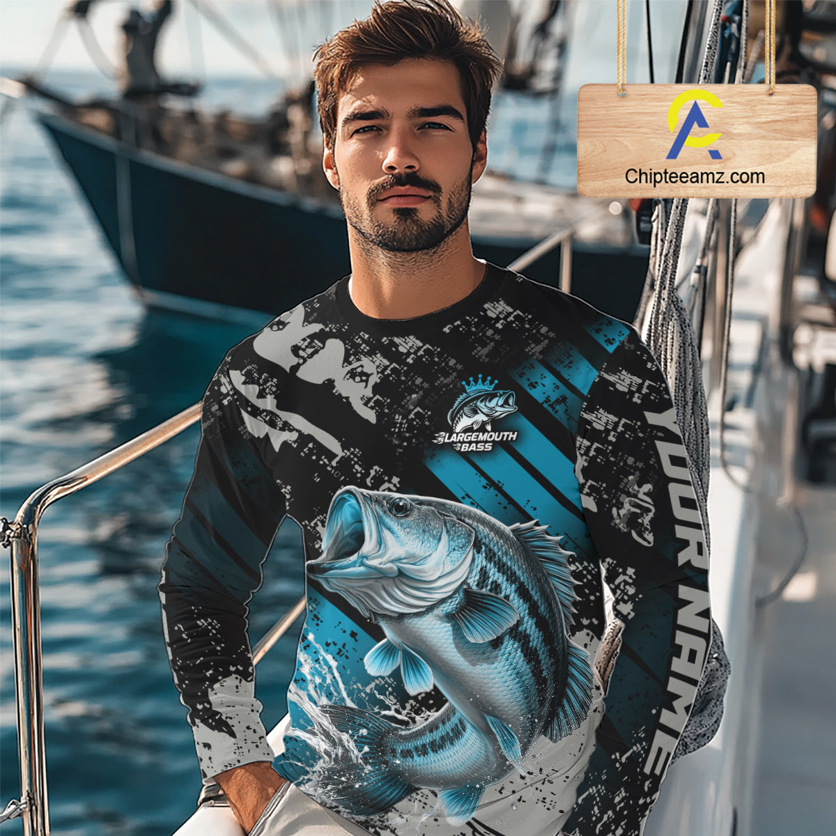 Bass Fishing Shirts Long Sleeve Customized Name, Largemouth Bass Fishing Jerseys For Men NHT531