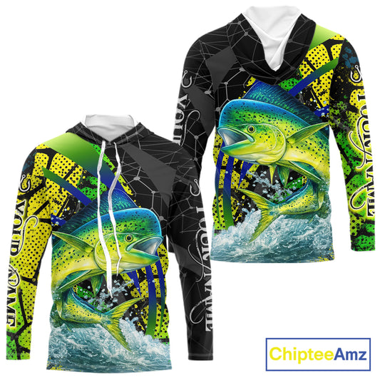 Personalized Mahi Mahi Fishing Jerseys 3D Long Sleeve Shirt, Fishing Gift NHT402