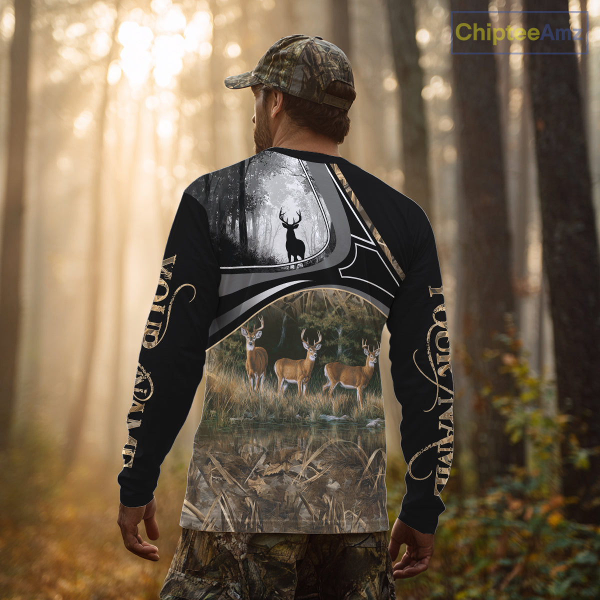 Personalized Whitetail Deer Hunting 3D All Over Printed Hoodie Brown Camouflage, Hunting Gift NHT366