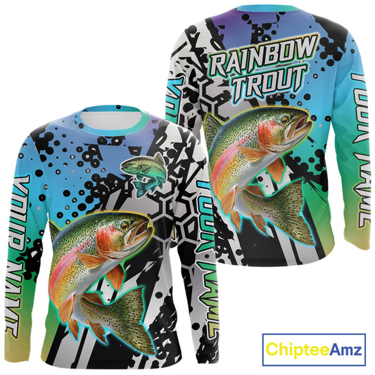 Rainbow Trout Custom Long Sleeve Performance Fishing Shirts For Men, Trout Fishing Jersey NHT480