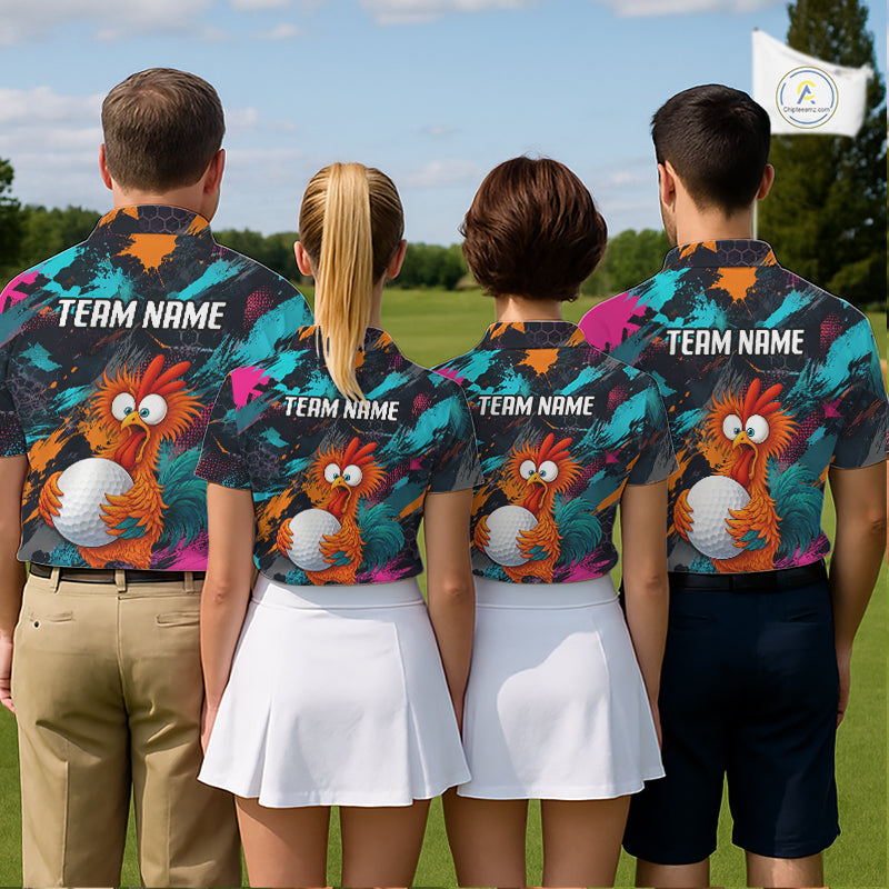 Funny Chicken Golf Polo Shirt Personalized Custom Name Team Golf Shirt Gift For Women NHT1247