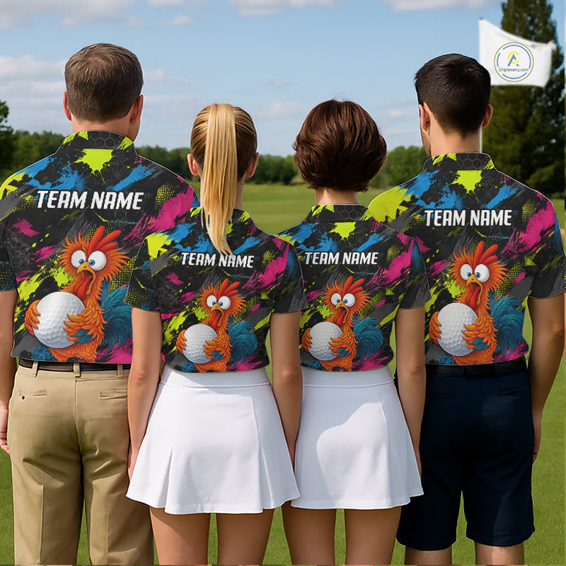 Personalized Funny Chicken Golf Polo Shirt Custom Team Name Golf Gift For Men NHT1248