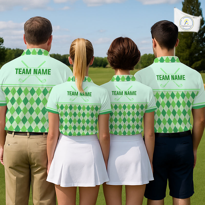 Green Argyle Golf Polo Shirt Personalized Mens Golf Shirt Golf Outfit Family Team Shirts NHT1396