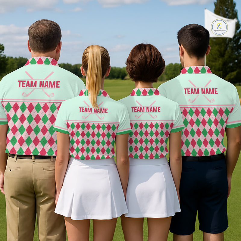 Green Red Argyle Golf Polo Shirt Personalized Womens Golf Shirt Golf Outfit Family Team Shirts NHT1398