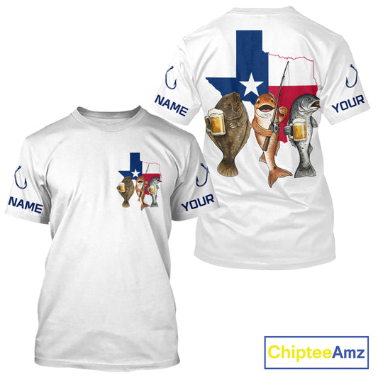 Texas Slam Funny Fishing Redfish, Trout, Flounder Fishing Shirts T - Shirt For Men| White NHT843