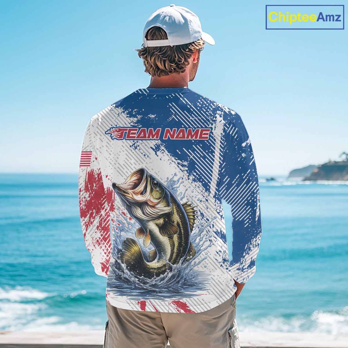 Custom Patriotic American Flag Bass Fishing Shirts Long Sleeve, Fishing Tournament Jerseys NHT435
