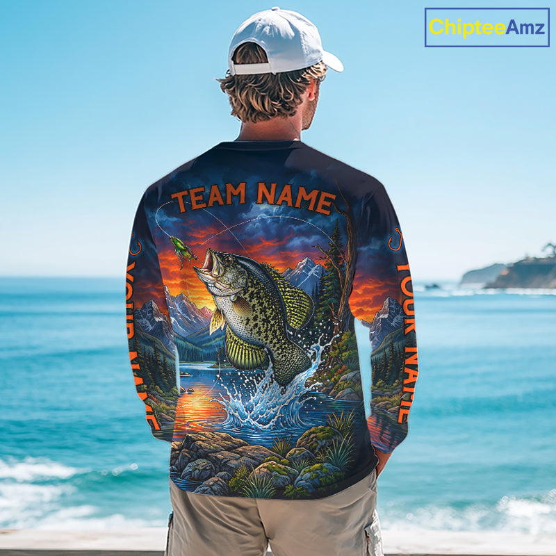Personalized Crappie Fishing Shirt, Mountain River Fishing Jersey, Custom Team Shirt NHT1820