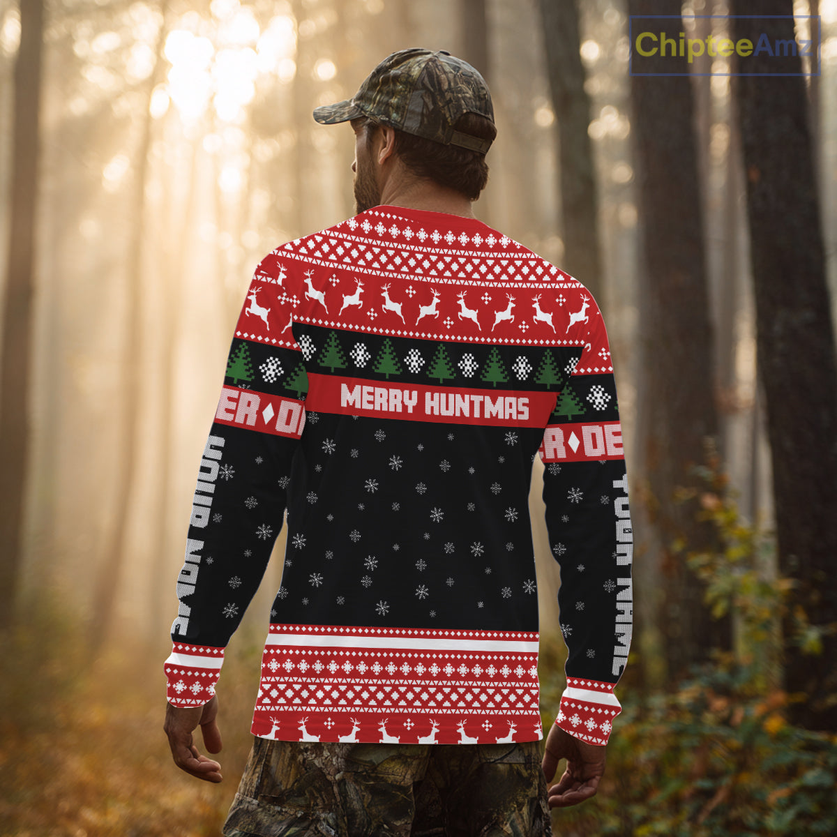 Custom Merry Huntmas Shirt – Personalized Deer Hunting Christmas Shirt with Your Photo NHT308