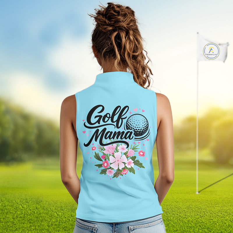 Blue Golf Mama Womens Polo Shirt, Funny Golf Mom Shirt, Mothers Day Gift For Golf Lover Mom, Ladies Golf Polo NHT750