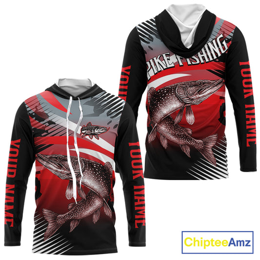 Custom Pike Long Sleeve Performance Fishing Shirts, Pike Fishing Shirt For Men NHT443